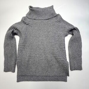 MOTH Ribbed Turtleneck Sweater Gray Size S Rayon Blend Stretch‎ Anthropologie